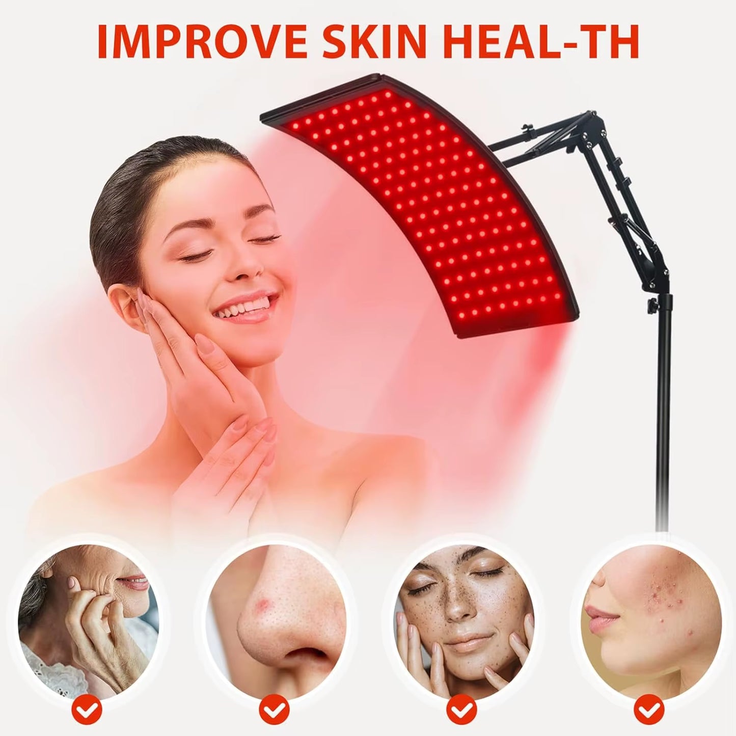Face Red Light Therapy Panel for Full Body Skin Beauty Flexible Red Light Therapy Panel with Stand Home Salon Device