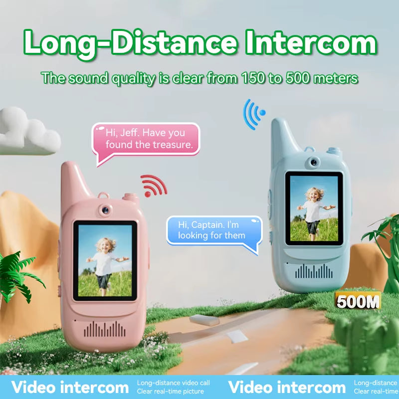 Exciting 2-Pack Walkie Talkie Set for Kids - Newest Model with 2-Inch IPS Screen, Perfect Birthday and Christmas Gifts!