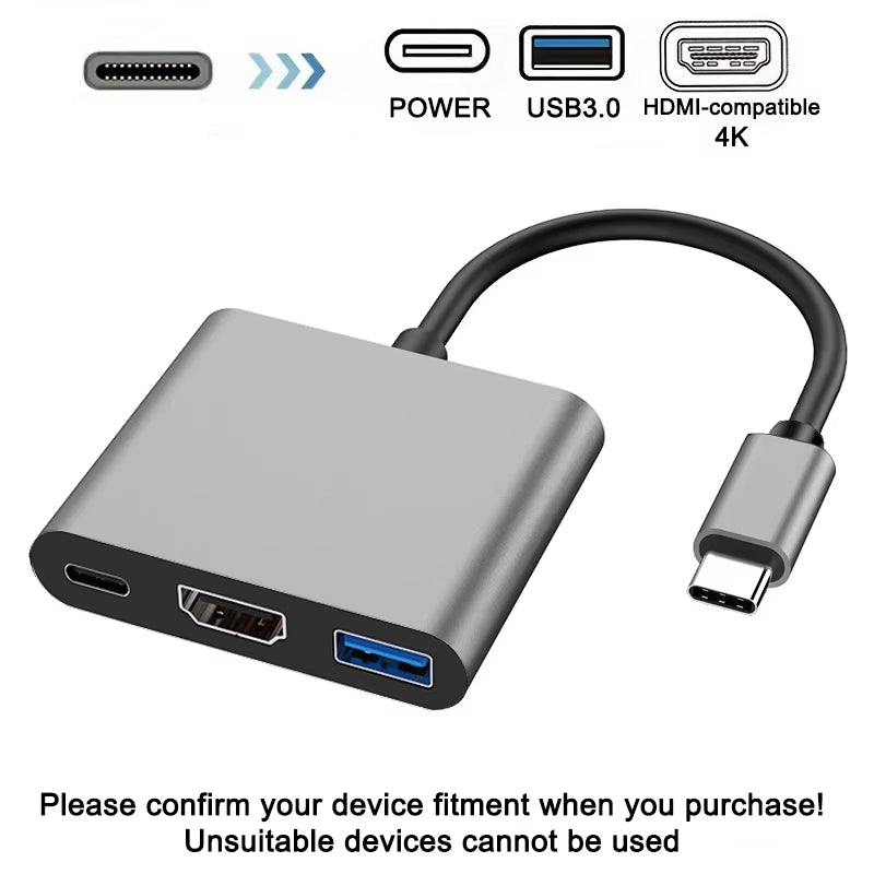 USB C 3.0 3 in 1 HUB Type-C to Hdmi-Compatible USB 3.0 Docking Station Charging 4K Adapter Splitter for Macbook Air Pro Samsung