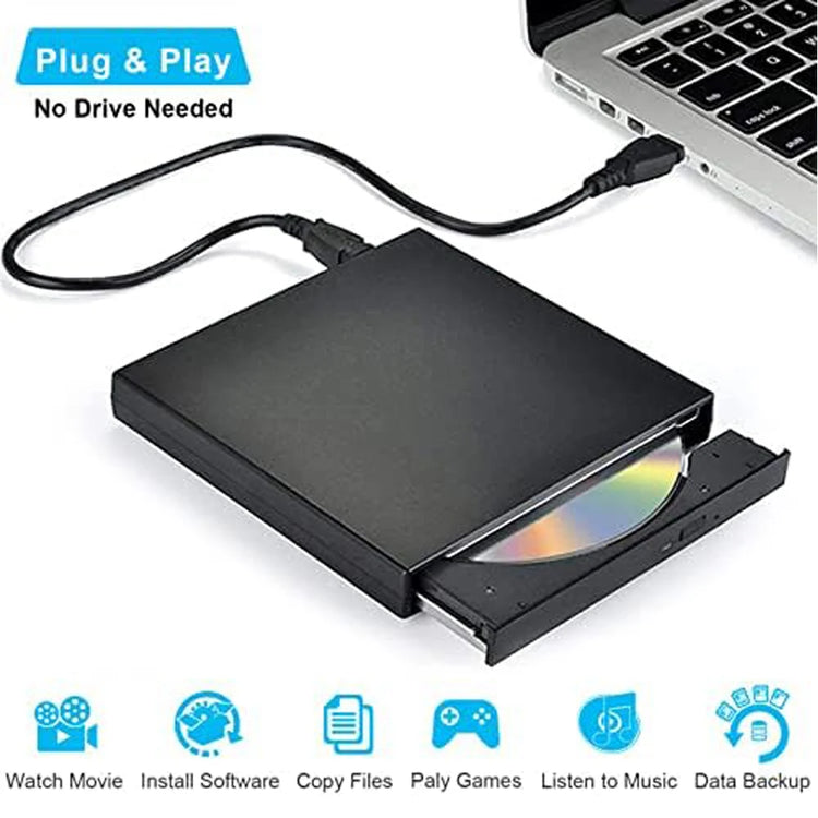 External CD-RW Drive / Writer Player External CD DVD Drive DVD-RW Burner Read USB 2.0 Slim Protable for Laptop Notebook PC