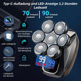 Rasierer Herren Elektrisch, 7 in 1 Elektrorasierer Herren Mit 7 Rotierende Scherköpfe, IPX7 Wasserdichter Kopfrasierer, Elektrischer Rasierer Herren Bart Nasenhaar Trimmer Pflege Kit