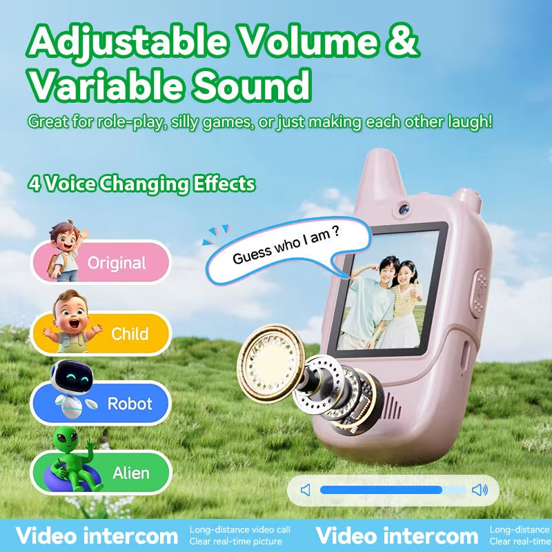 Exciting 2-Pack Walkie Talkie Set for Kids - Newest Model with 2-Inch IPS Screen, Perfect Birthday and Christmas Gifts!
