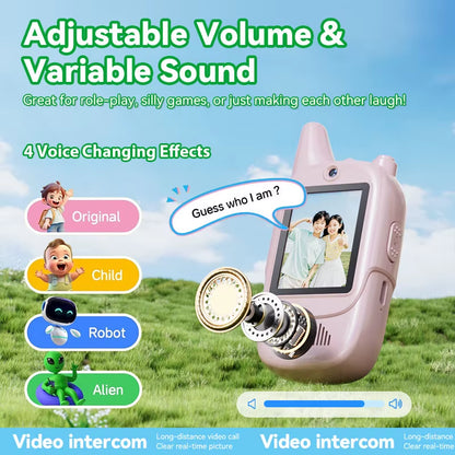 Exciting 2-Pack Walkie Talkie Set for Kids - Newest Model with 2-Inch IPS Screen, Perfect Birthday and Christmas Gifts!