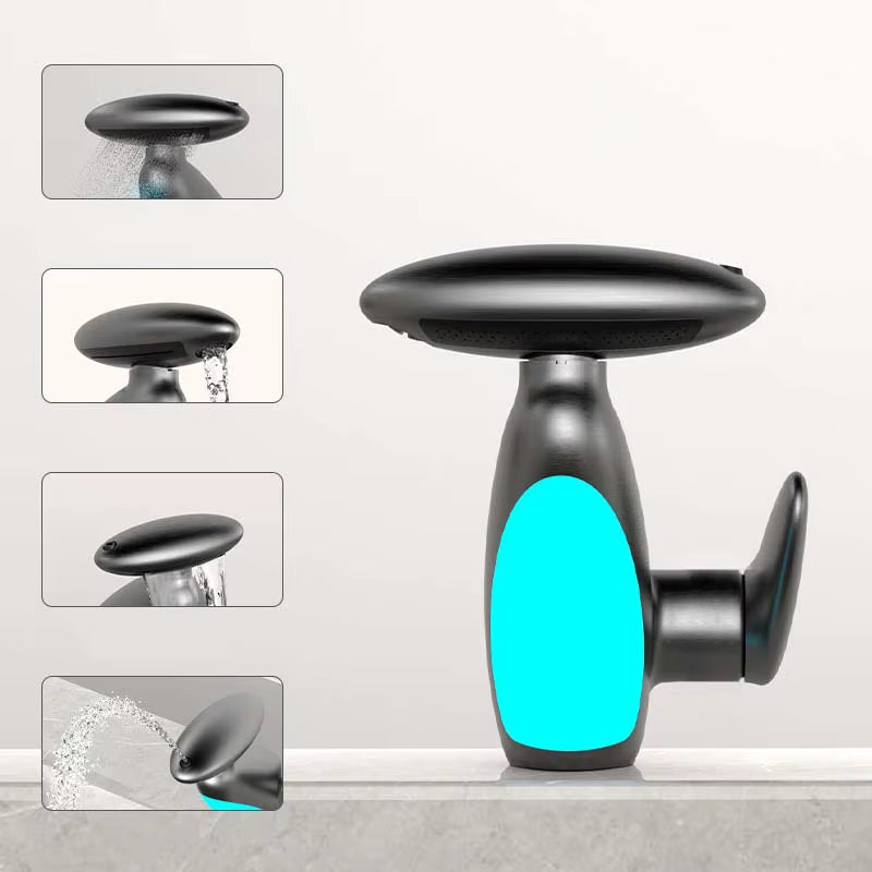 Elevate Your Bathroom with the Stylish Penguin Pull-Out Basin Faucet Featuring LED Light and Color-Changing Spray